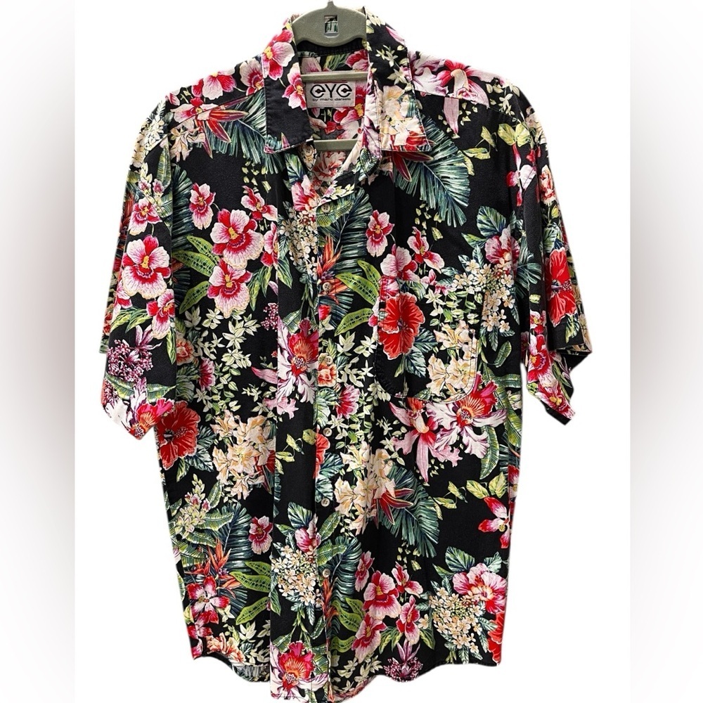 Rockabilly vintage baggy Hawaiian Tiki button down RED EYE shirt-M